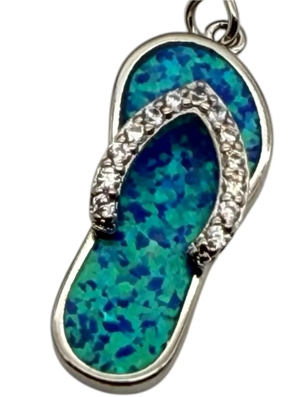 Flip Flop Slippers Silver Earrings Stamped 925 Blue Opal Two Tone Hook Hawai